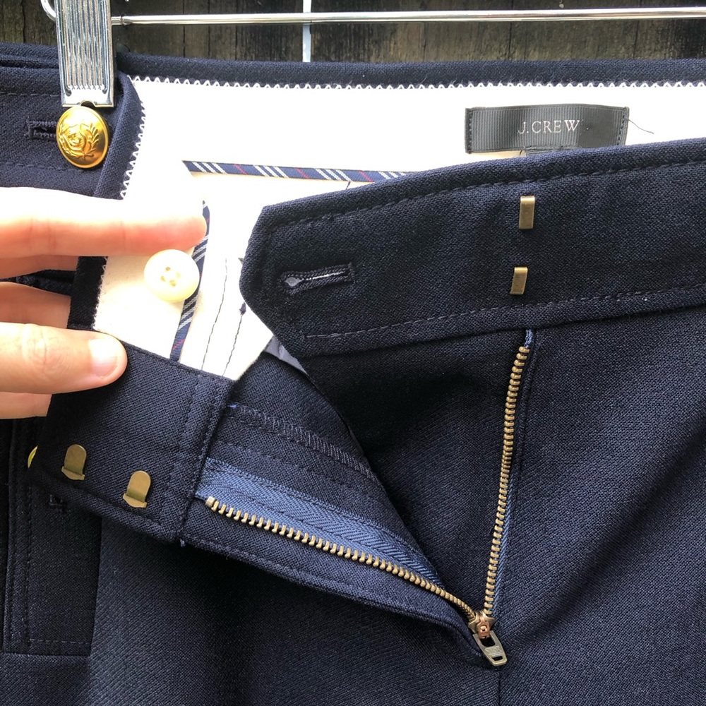 J. Crew Sailor Pants Size 10 Navy Wool Gold Buttons Cropped Kate Middleton F4448 - Picture 9 of 15